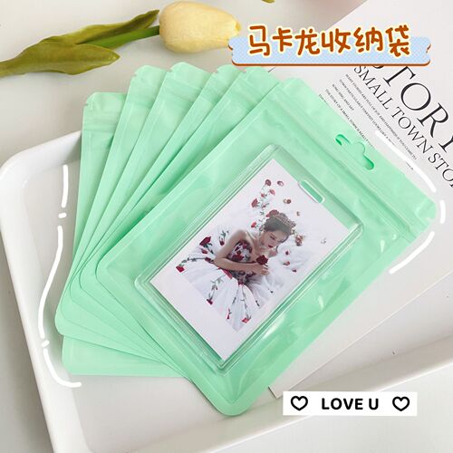 Macaron color ziplock bag plastic bag thickened transparent color bone bag storage sealed pocket makeup brush packaging bag