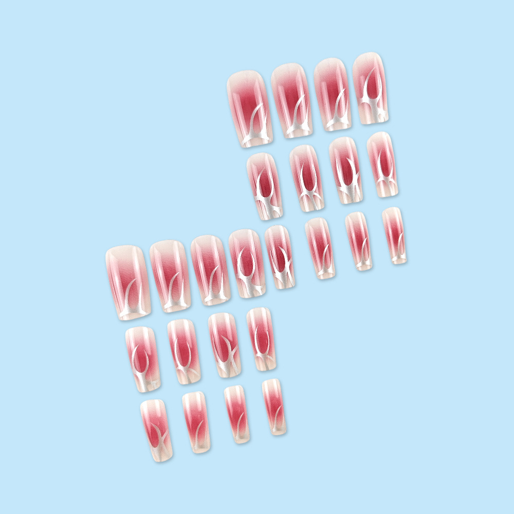 24 piezas de uñas largas de venta caliente, uñas en polvo precioso, uñas degradadas, uñas, moda europea y americana, parche de uñas dulce y fresco image 4