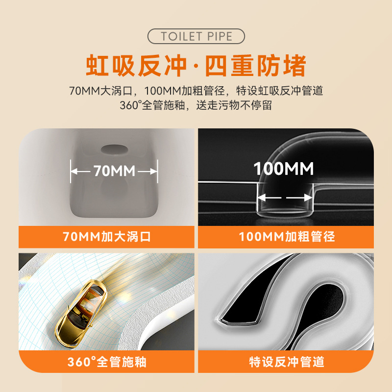 Nuevo hogar interior personalizado anti-bloqueo de una sola pieza fila de piso ultra-alto sifón moderno simple inodoro redondo al por mayor