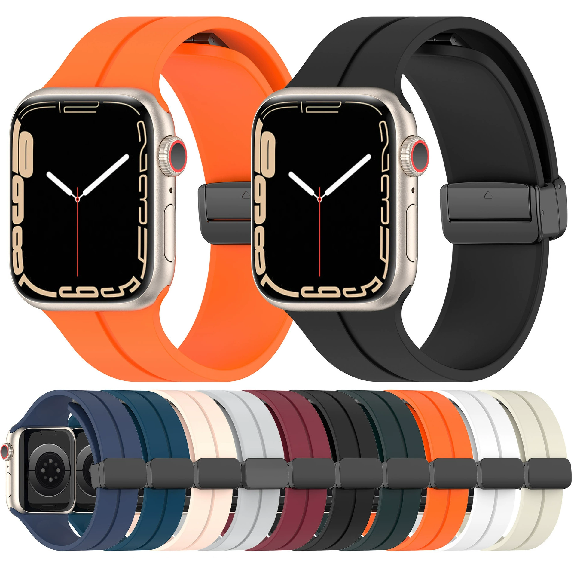 Применение Apple Watch iWatch876SE силиконовый магнитный ремешок Apple Watch однотонный складной браслет