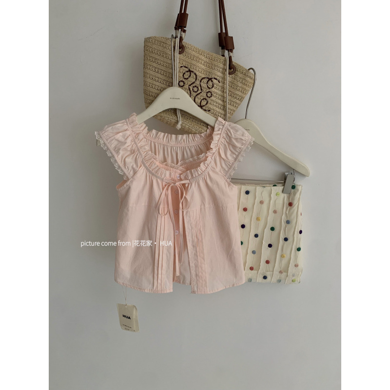 Wholesale Only, No Returns or Exchanges. Lace Trim Fake Two-Piece Patchwork Shirt for Women, Sweet Summer Style Design Wholesale Only, No Returns or Exchanges. Lace Trim Fake Two-Piece Patchwork Shirt for Women, Sweet Summer Style Design