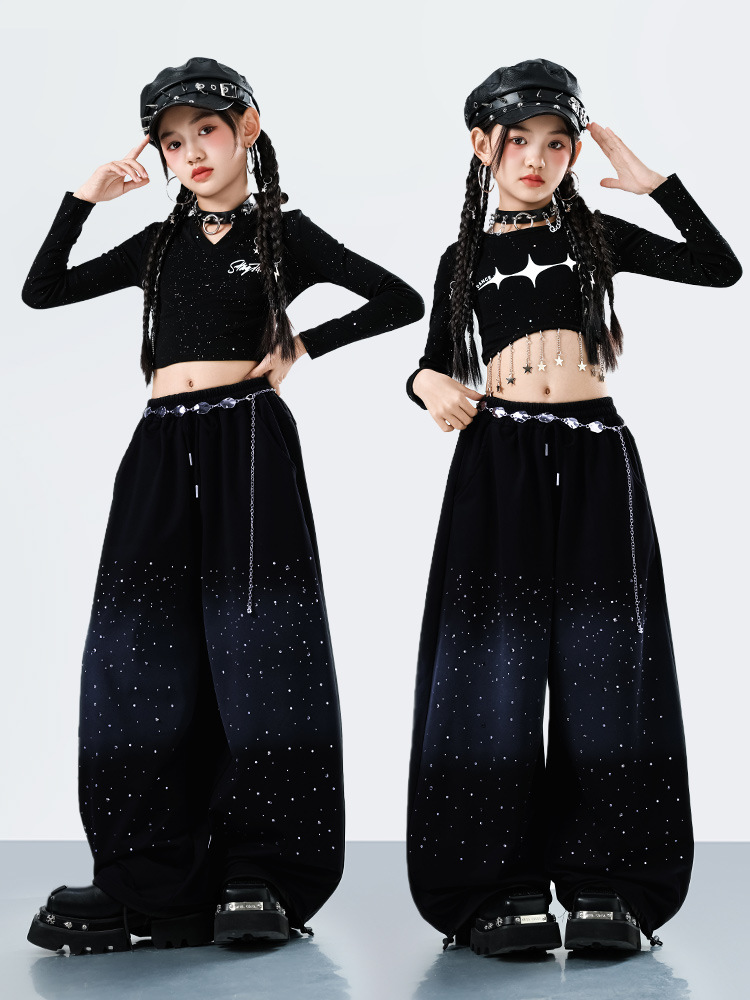 Trajes de jazz para chicas chicas de moda para chicas de moda para niños de baile callejero trajes de espectáculo de Año Nuevo para niños