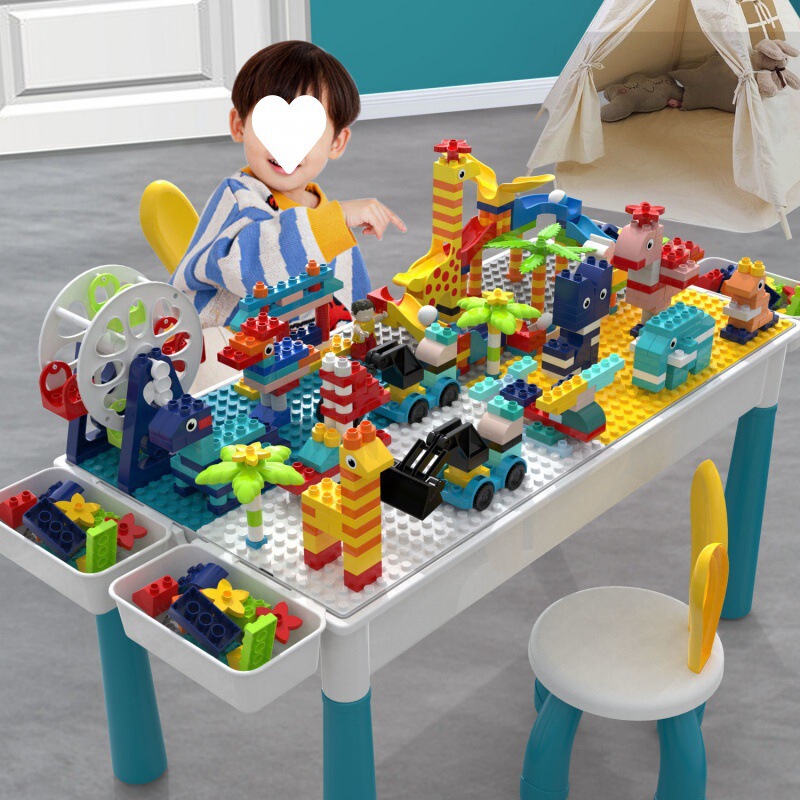 Children's Large Particle Building Block Table Compatible with Baby Assembly Large Early Education Game Table Toys Dropshipping Aliexpress