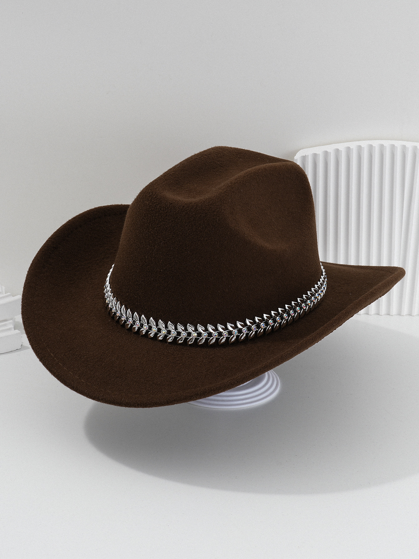Panama cowboyhatt med 3d-löv rhinestone bälte för fest_voghion.com