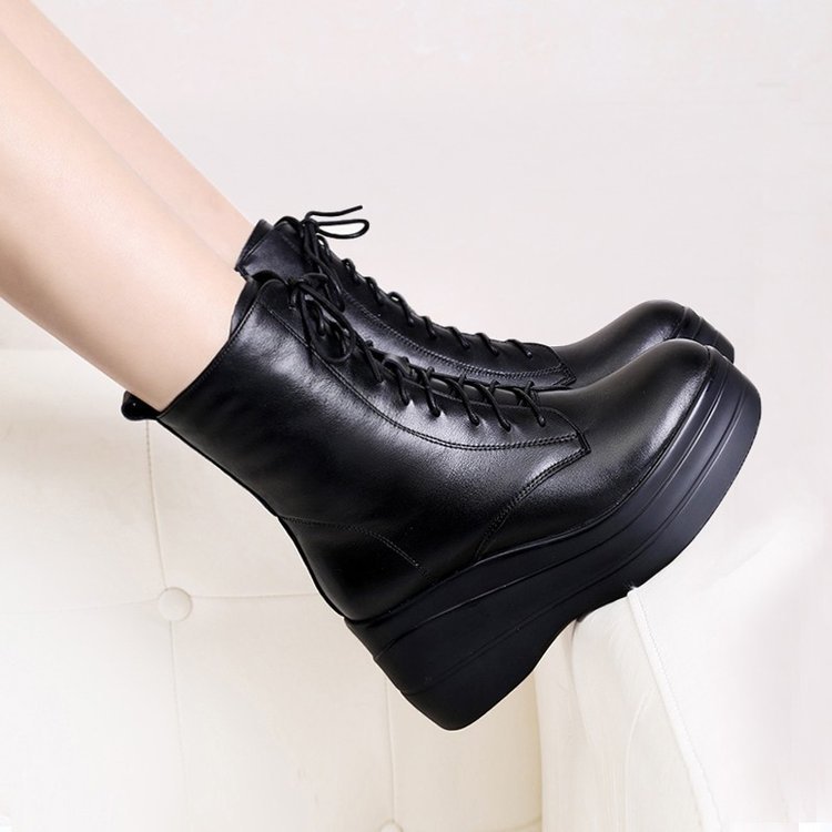 Thick-soled wedge-heeled Martin boots 2024 trendy autumn and winter…