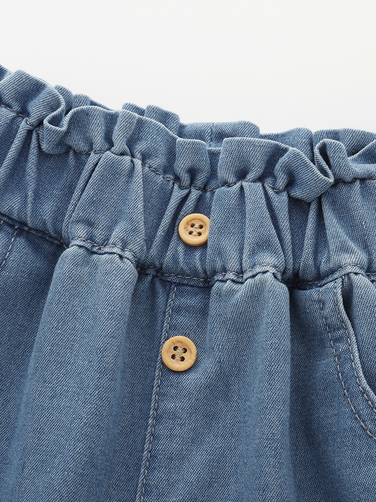 Cross-border malwee jeans de niñas, ropa de verano, nuevos pantalones casuales de cintura elástica, jeans de niñas europeas y americanas