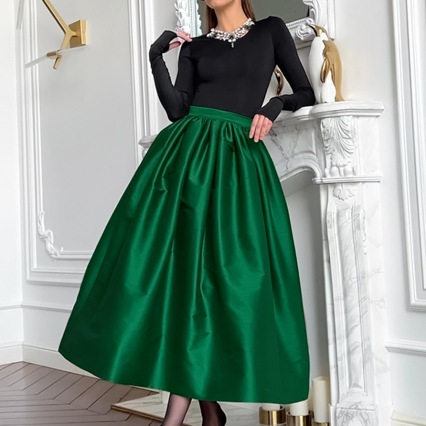 Naiste kleit ühevärviline vabaaja õhuke seelik_voghion.com