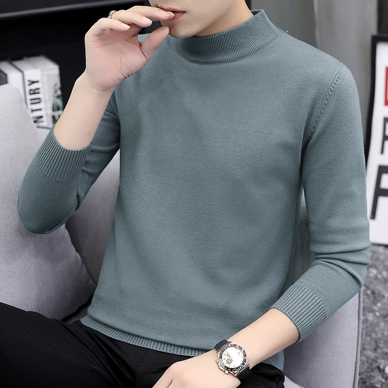 タートルネックセーター メンズ ニットウェア 秋冬 中衿 インナー ベースレイヤー 保温性のあるセーター ハーフタートルネック スリムフィット 細見え