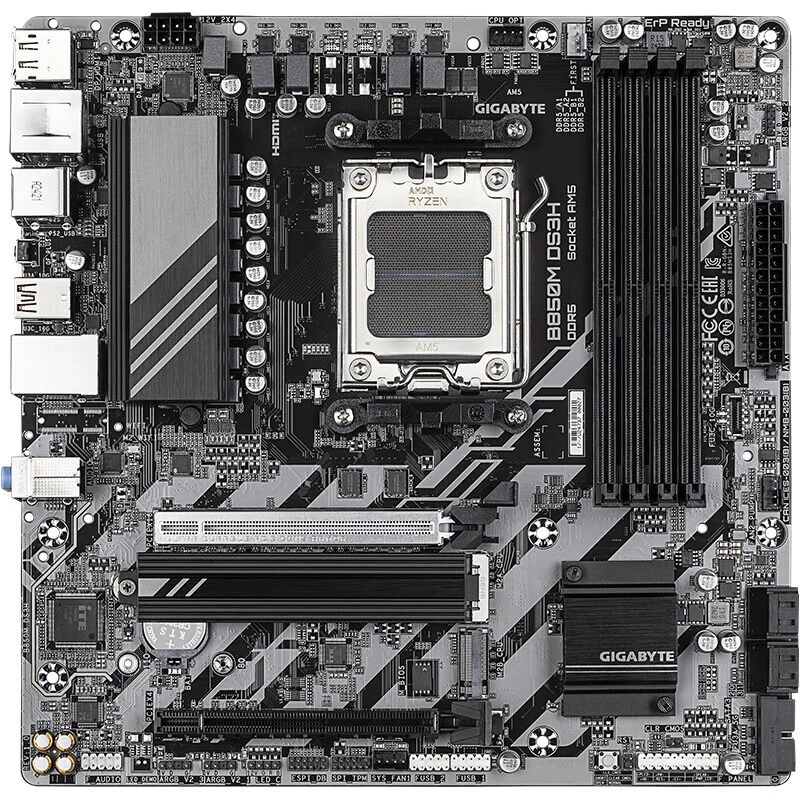 Материнская плата Gigabyte B850M DS3H DDR5, совместима с процессорами AMD AM5 (подходят модели 9600X/9700X/9900X)