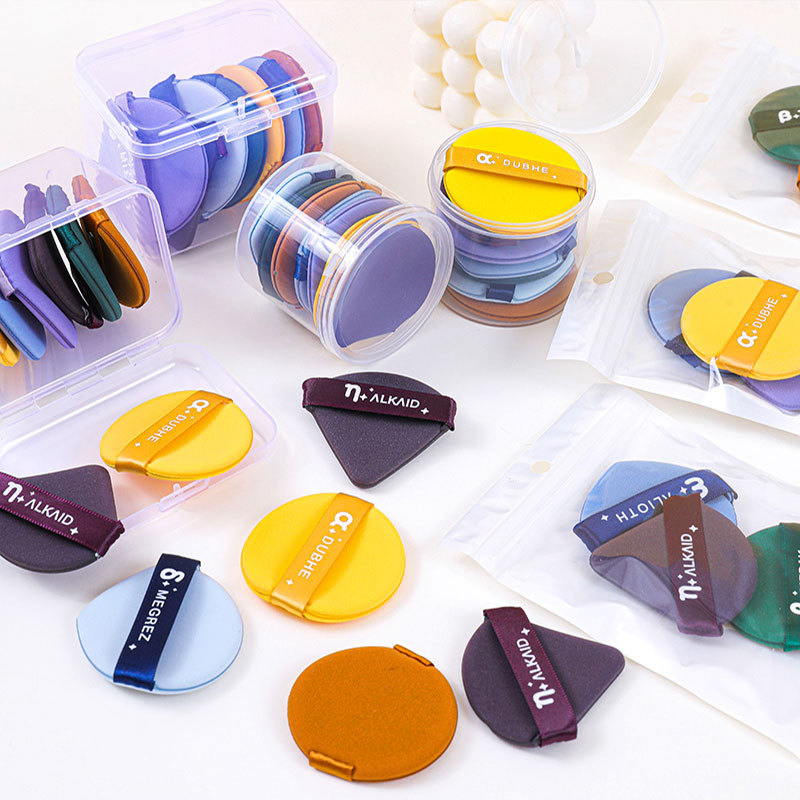 Beidou siete estrellas polvo cojín de aire no se pega polvo no come polvo gota de agua triángulo redondo polvo herramientas de maquillaje al por mayor