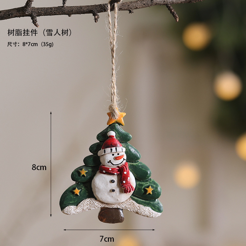 Nuevos colgantes de resina transfronterizos colgantes de decoración de árbol de Navidad para viejos muñecos de nieve bolsas de regalo de decoración de Navidad americana