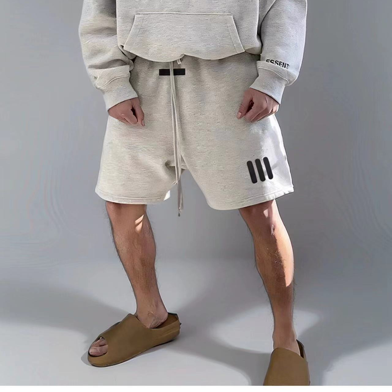 ESSENTIALS American streetwear brand three-stripe shorts, unisex, couple style, high-street loose casual five-point pants