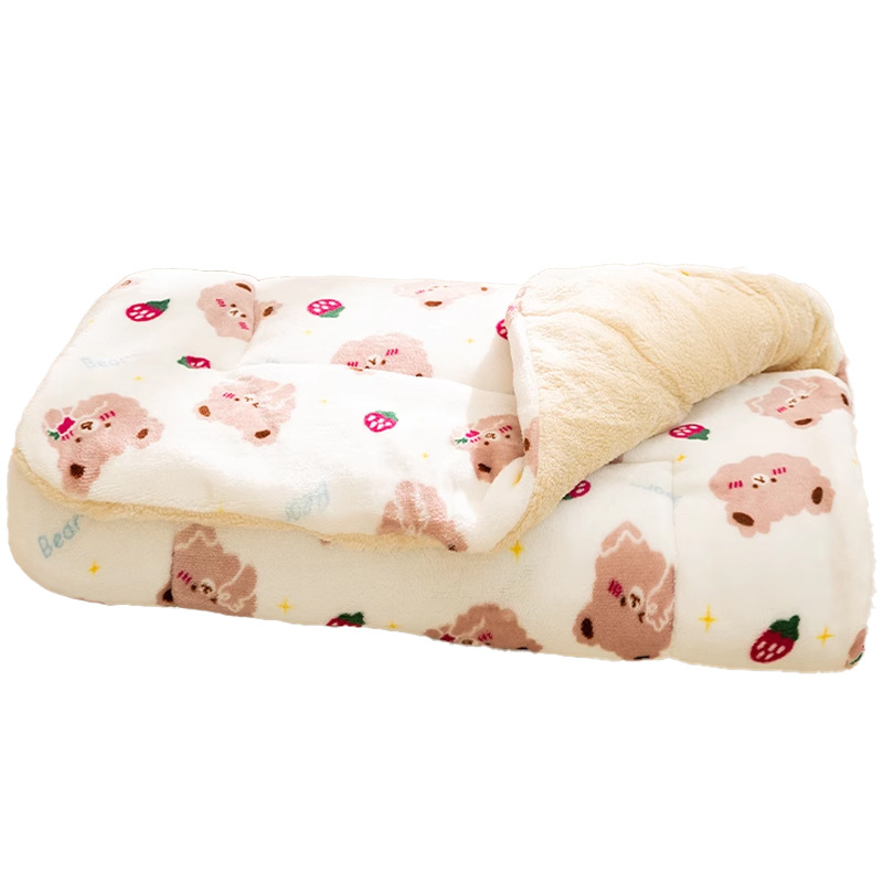 Gato otoño y invierno dibujos animados impresa franela de colcha de pelúcia perro pequeño edredón de peluche perro cuatro estaciones manta de mascotas universal