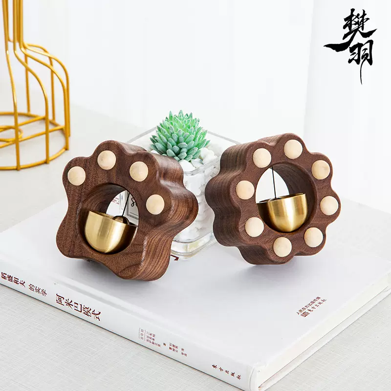 多巴胺猫爪门铃吸门式入户风铃木质门铃铛吸附式进门提醒门铃
