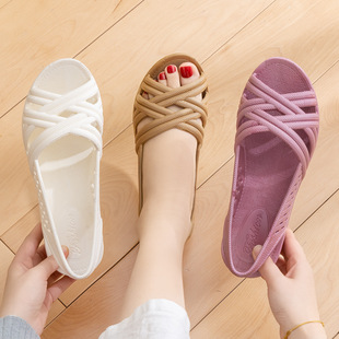 Breathable Roman Sandals Wedge Women's Mesh 2025 Summer Thick-Soled Fish Pancake Beach Sports Outerwear Sandals and Slippers