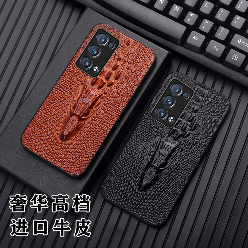 Suitable for Reno10Pro+ Mobile Phone Case, Genuine Leather First-Layer Cowhide 9876Pro All-Inclusive Faucet Style Leather Case, Handmade