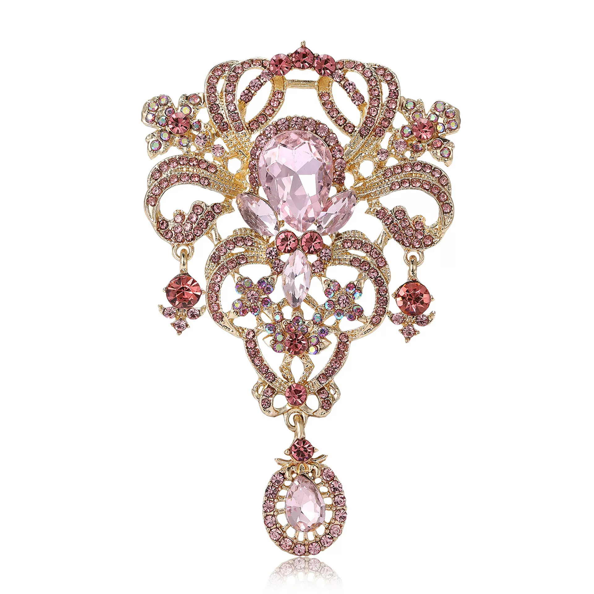 高档华丽轻奢宫廷吊坠大玻璃胸针时尚气质女士服饰胸花饰品别针