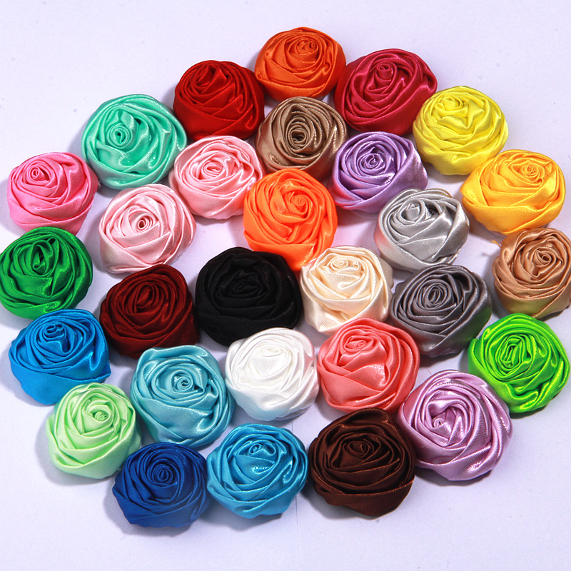 3.5CM mini handmade rose bud color cloth brooch flower pet accessories hanging ornaments 29 color in stock wholesale