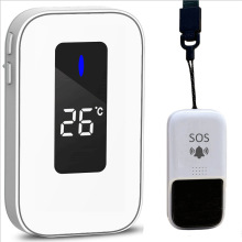 自发电老人呼叫器新款温度显示无线门铃SOS家庭防水遥控呼叫门铃