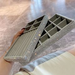 高級のダイヤモンドの宝石箱の軽い豪華な指輪のイヤリングのネックレスの格のスポンジの収納箱の精巧な装飾品の箱のファッションの贈り物