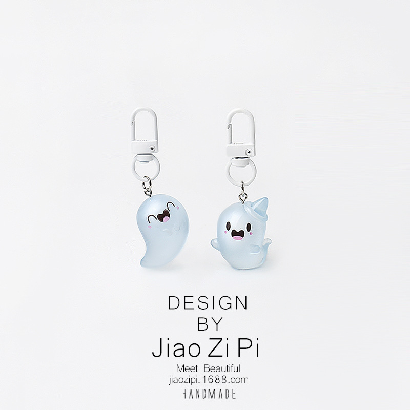 Halloween Jelly Ghost Keychain Stereo Cartoon Transparent Couple Elf Pendant School Bag Cute Accessories