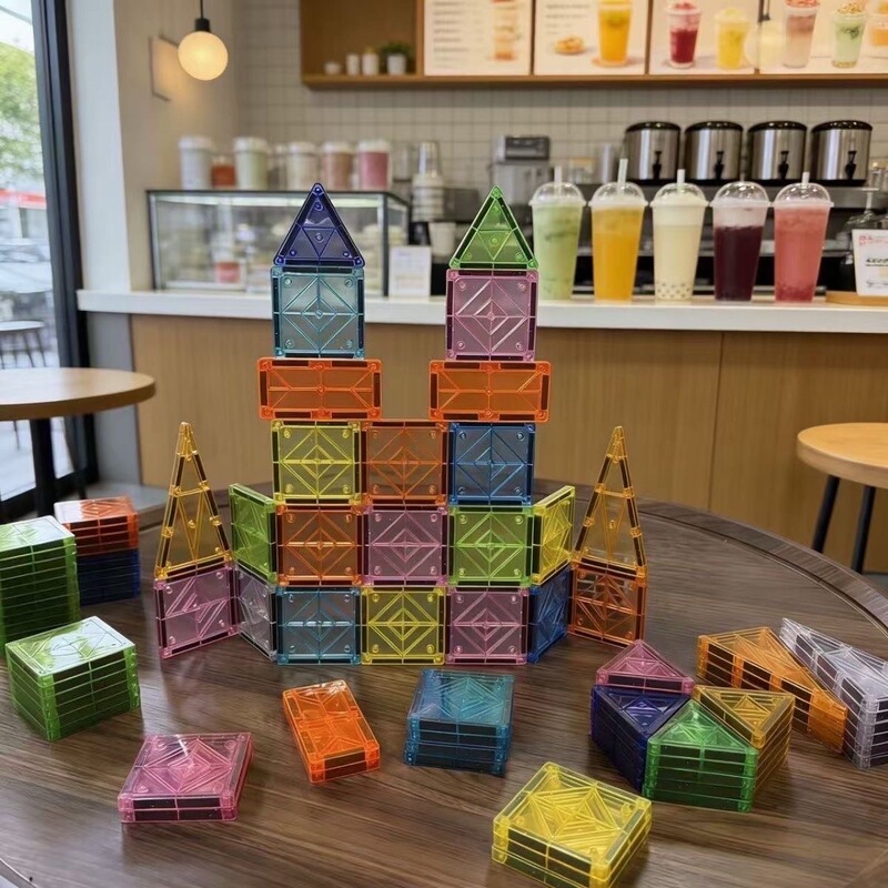 46 Pieces of Colorful Window Magnetic Building Blocks, Kidsren's Educational Assembly Toys, Early Education Magnetic Construction Pieces for Boys and Girls