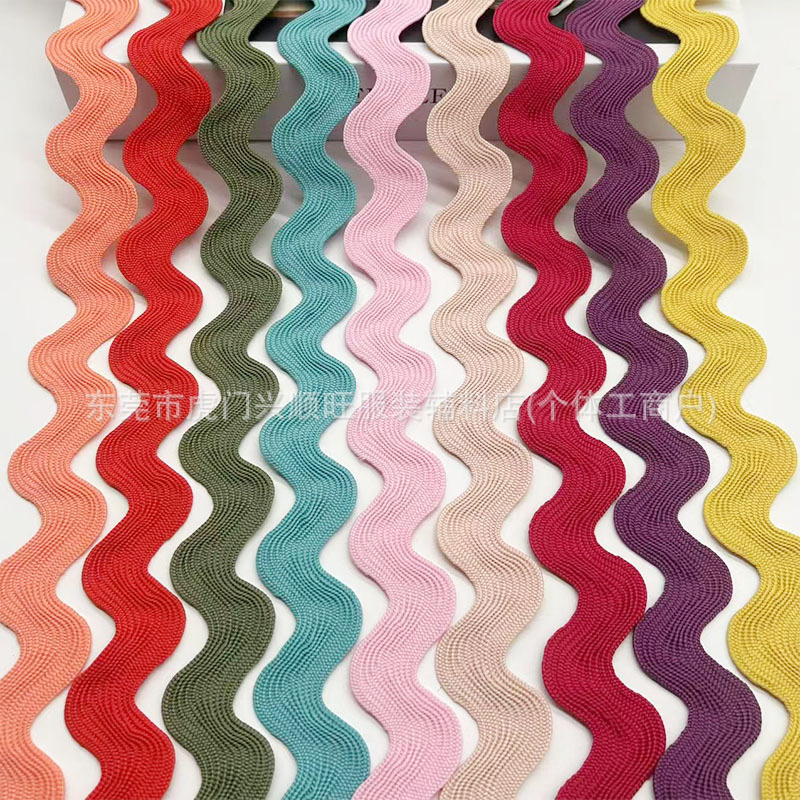 in stock wholesale 2CM color polyester wave belt lace clothing neckline curtain luggage decorative curved edge with accessories