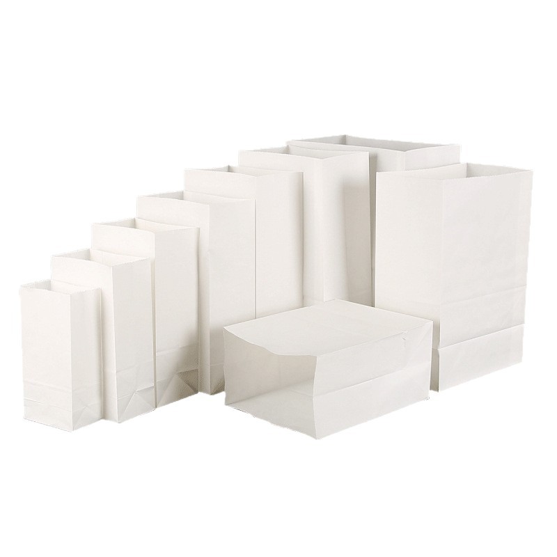 Bolsa de papel a prueba de aceite desechable pan envasado de alimentos bolsa de papel para hornear Almacenamiento de embalaje bolsa de papel kraft blanco personalización