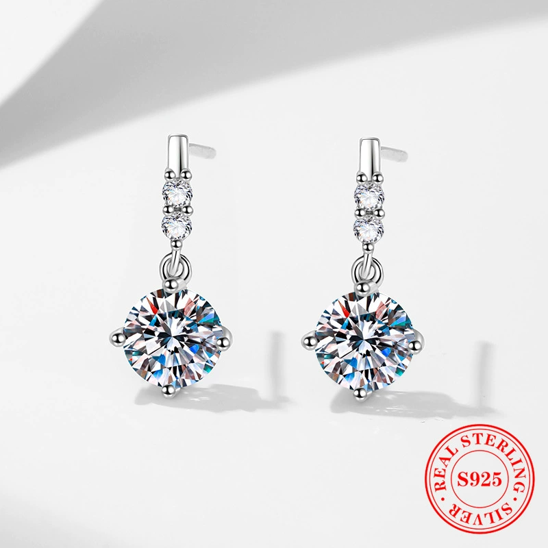 Серьги-кисточки из серебра 925 пробы с моассанитом, высокое качество, прямые продажи с фабрики.