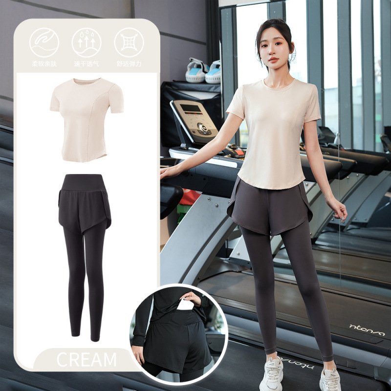 Juego de carrera para mujeres primavera y otoño principiantes de verano yoga deportivo rápido ropa seca trajes transpirables comercio exterior al por mayor