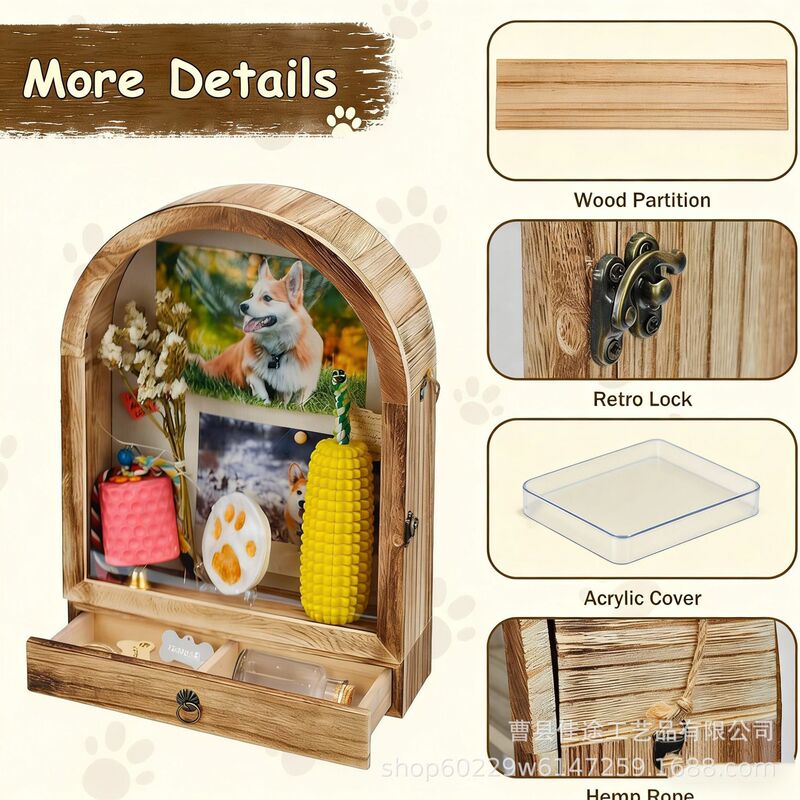 Cross-Border Wooden Shadow Box Plant Specimen Dried Flower Storage Photo Frame Pet Photo Frame Pet Toy Commemorative Storage Box