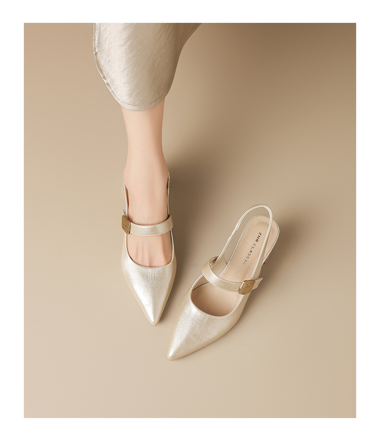 Sandal nữ mũi hở gót thấp kiểu Pháp thanh lịch — Rượu sâm banh NM26 chi tiết 17