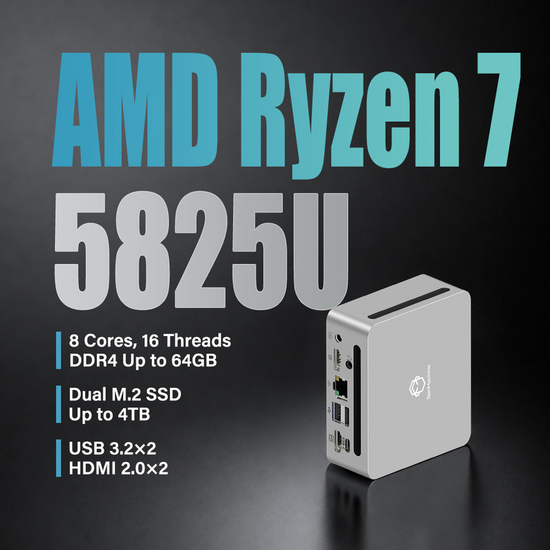 Genmachine Computer Small Host Ryzen R7-5825U Metal Game 8K Business Office Minipc Export