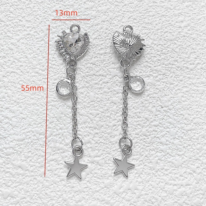 5g Weight Pendant Jewelry Making Type 13*55mm Jewelry Making Size DIY Jewelry Accessories Classification 1 Piece Quantity Alloy Material Star, Heart Shape, Flower Pattern All Seasons Season Plating Design Elegant, Gothic Style 1 Piece 13*55mm Alloy Star Heart Shape Flower Pendant Jewelry Accessories 5