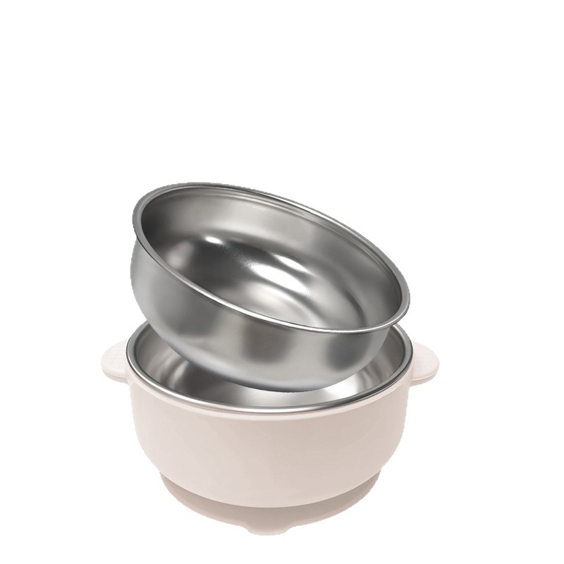 Cuenco de acero inoxidable Amazon 304 con tapa antipolvo Cuenco de silicona para niños con ventosa