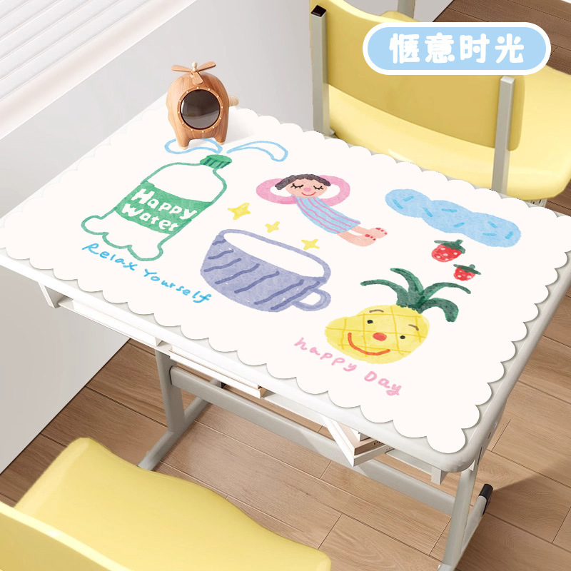 卡通儿童餐垫小学生长方形便携可折叠餐桌垫隔热防油布艺花边餐布|undefined