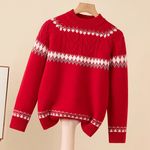 2025新款女童羊毛衫中大童加厚圆领套头儿童毛衣学院风打底针织衫