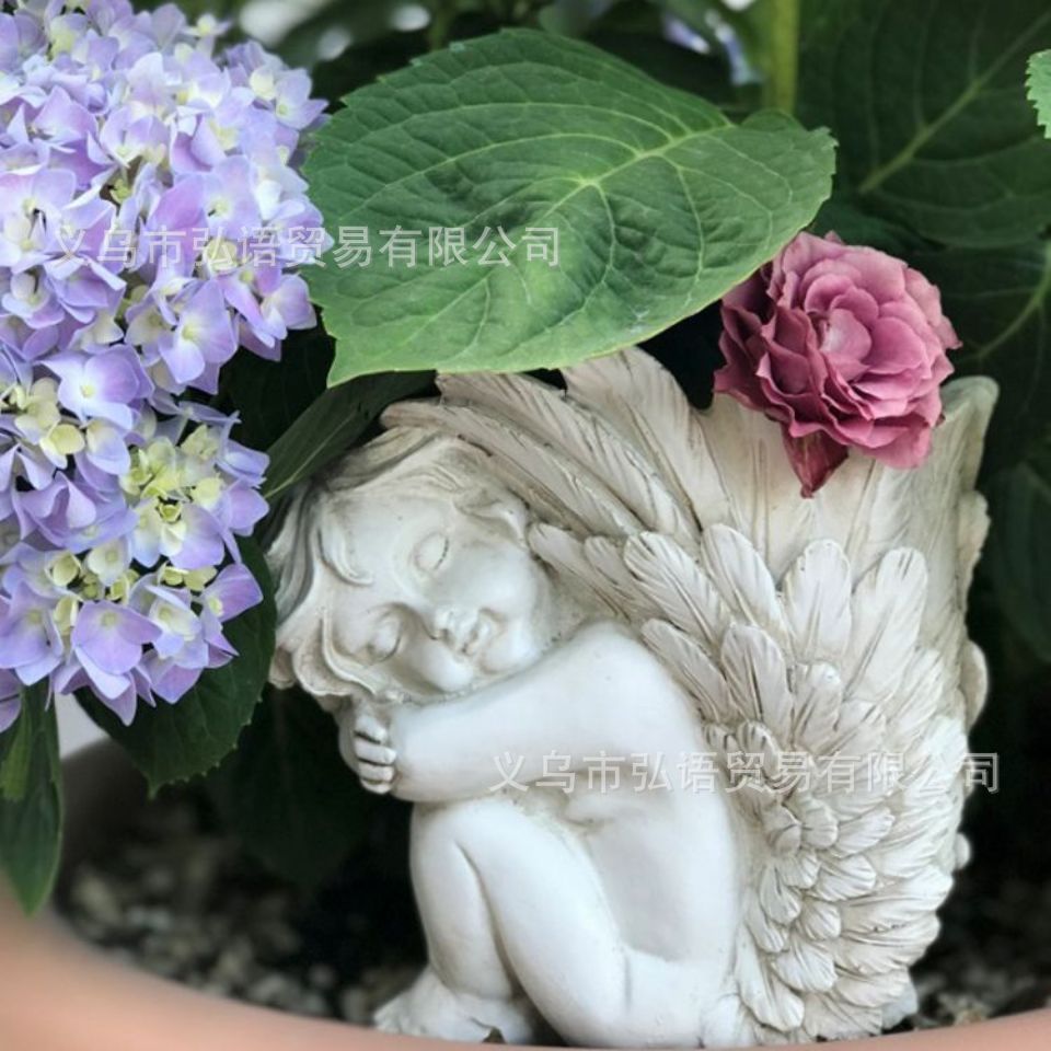 跨境新品3D人脸多面花盆树脂工艺品庭院花园多肉抽象雕塑树脂摆件