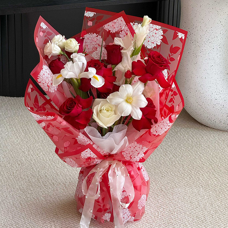 Huaxi hortenida bordes translúcidos papel de embalaje de flores comercio exterior transfronterizo ramo diy florista papel de embalaje de flores