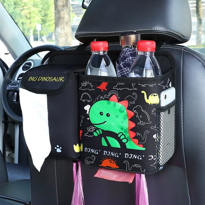 Car Trash Can and Tissue Car storage bag/box - driving-little-dinosaur