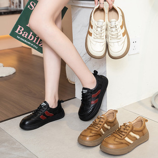 first layer cowhide casual simple single-layer shoes women's maternity shoes non-slip bean shoes flat lace-up mother shoes