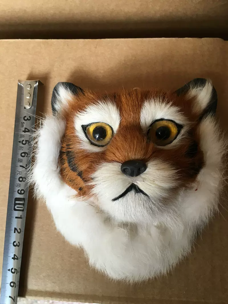 壁挂装饰，仿真老虎头，真皮毛仿真老虎挂件，库存处理