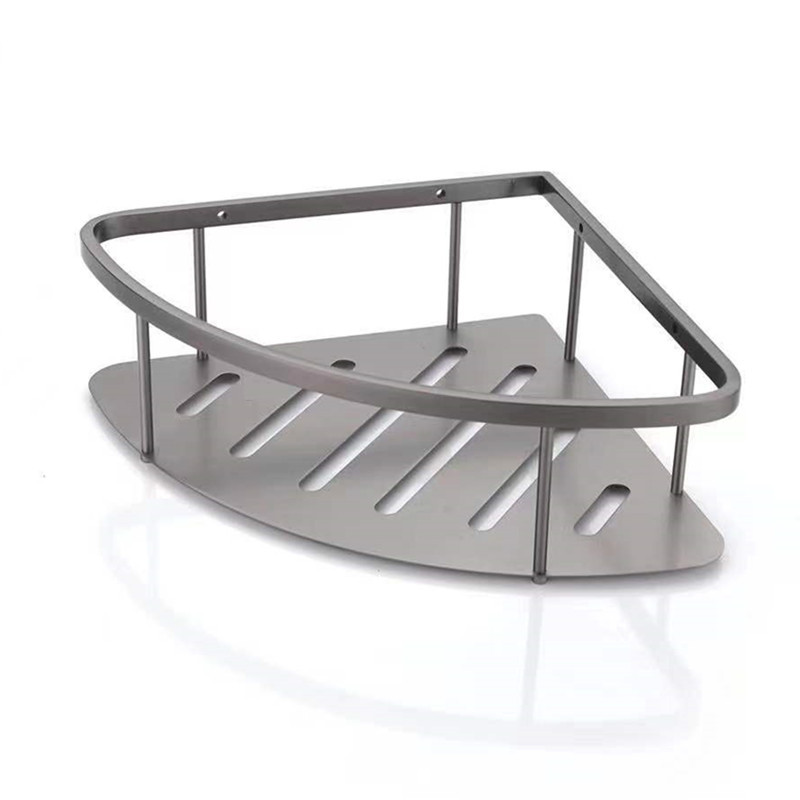 PVD pistola gris triángulo cesta de acero inoxidable sólido 22CM esquina cesta de baño fábrica de comercio exterior directo entidad
