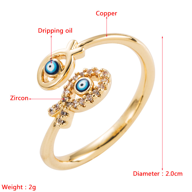 Fashion Copper Gold-plated Micro-set Zircon Drip Oil Snake Eyes Ring display picture 1