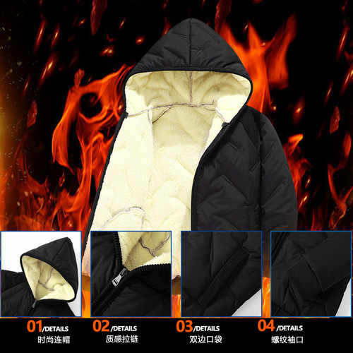 Children's new cotton padded jacket, unisex one-piece cashmere hooded padded coat for middle kids, winter warm pressing floral coat