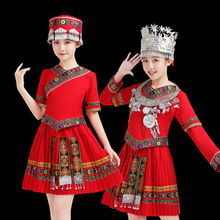 苗族服裝女雲南少數民族演出服成人表演服飾民族風舞蹈裙短裙套裝