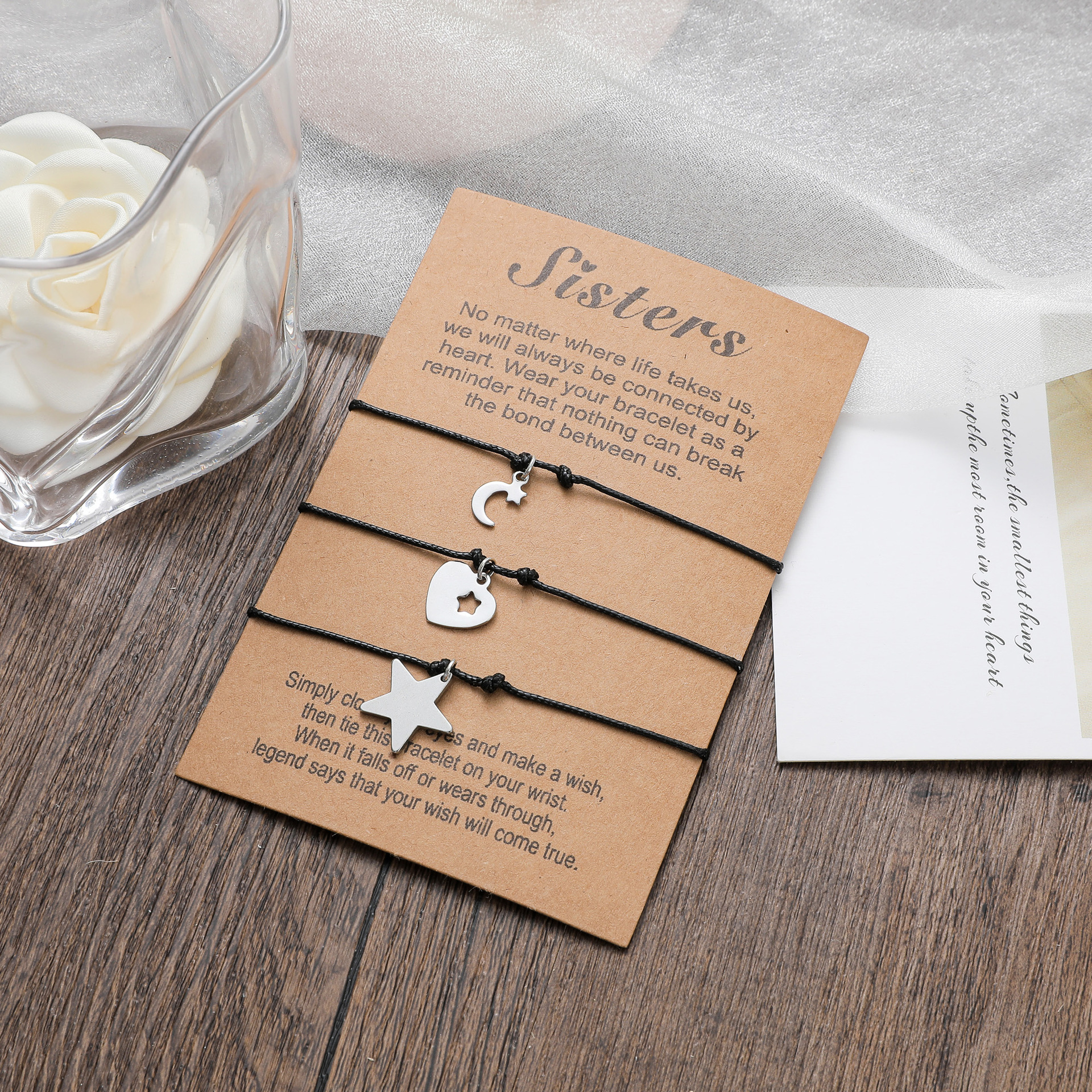 Thanksgiving Day Card Bracelet Personality Stainless Steel Stars And Moon Heart Braided Bracelet display picture 4