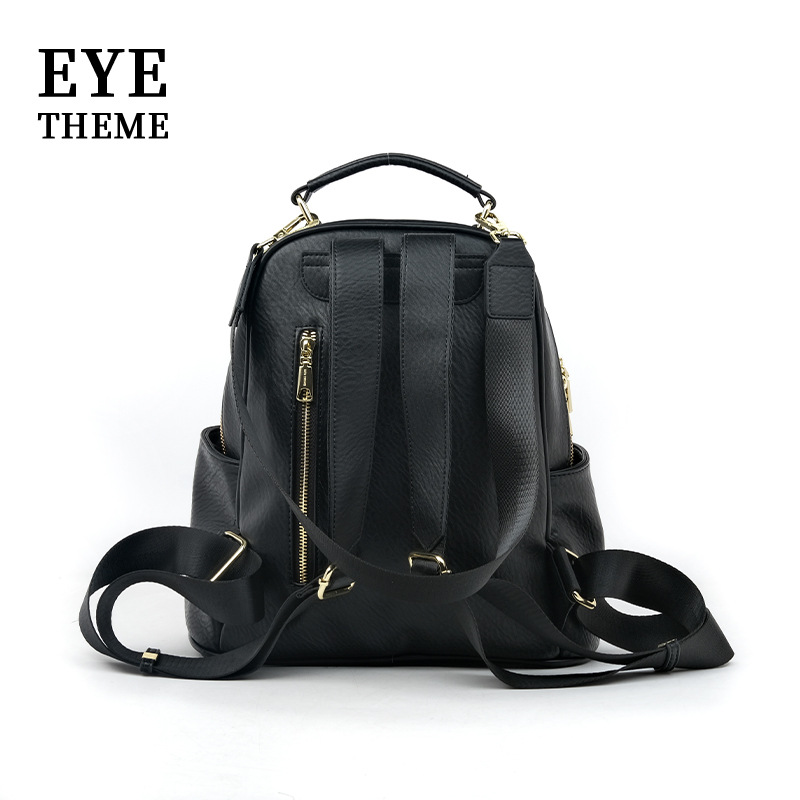 Mujeres de gran capacidad suave PU mochila de viaje práctico sentido de diseño de nicho unisex neutro 2795 #