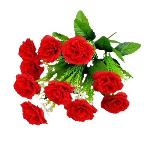 Flores artificiales al por mayor, 10 cabezas de clavel, flores de tela, tallo único, clavel pequeño, decoración interior y exterior, arreglo floral, flores secas