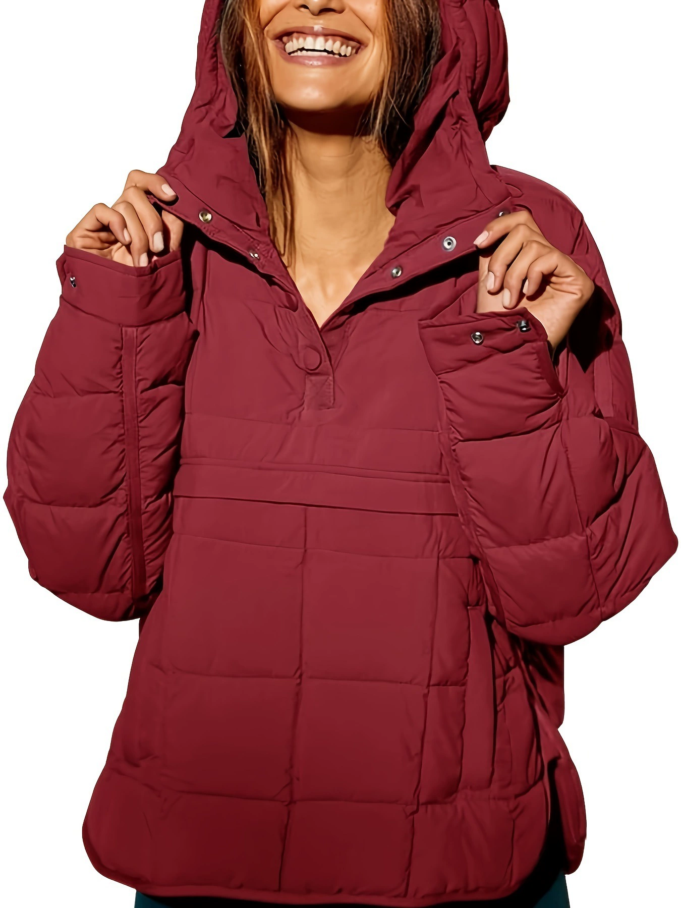 Women's Oversized Down Jacket Quilted Hoodie Extended